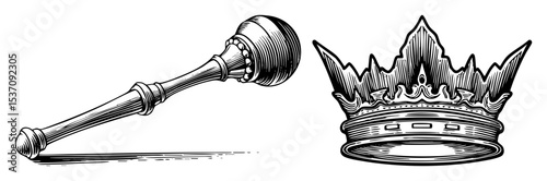 Vector Justice Gavel and Regal Crown