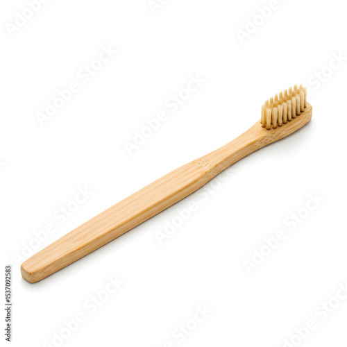 Eco-friendly bamboo toothbrush with soft bristles, showcasing sustainable design and natural materials, ideal for promoting oral hygiene and environmentally conscious living