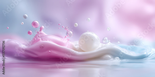 Abstract background with soft pink gel splashes and drops