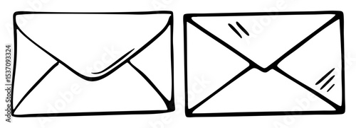 Vector Two outlined envelopes showcase communication and correspondence.