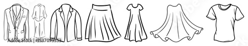 Vector Elegant apparel collection featuring dresses robes and tunics in vector .