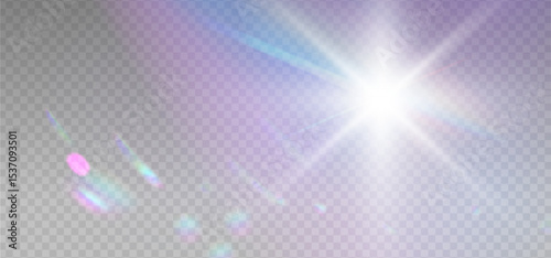 Cold Rainbow reflection light prism effect on light background. Hologram glass dispersion, crystal flare leak shadow overlay. Vector illustration