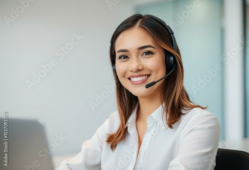 Friendly customer service representative in a modern setting