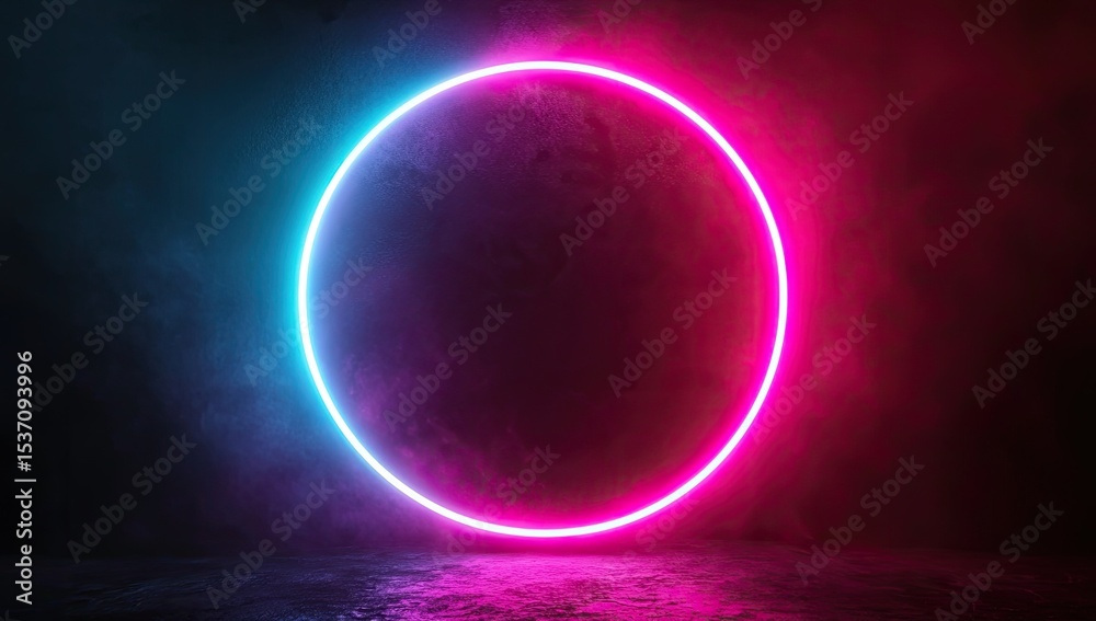 Obraz premium Neon Circle in Smoky Studio