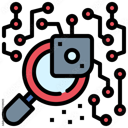 search magnifying audit detection ai filled outline icon