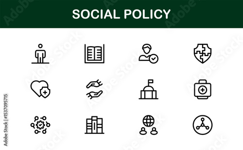 Premium Social Policy Icon Set - High-Quality Graphics for Community, Inclusion, and Advocacy-Themed Projects outline style