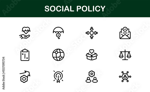 Premium Social Policy Icon Set - High-Quality Graphics for Community, Inclusion, and Advocacy-Themed Projects outline style