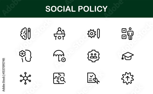 Premium Social Policy Icon Set - High-Quality Graphics for Community, Inclusion, and Advocacy-Themed Projects outline style