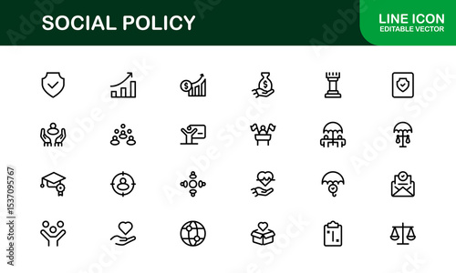 Premium Social Policy Icon Set - High-Quality Graphics for Community, Inclusion, and Advocacy-Themed Projects outline style