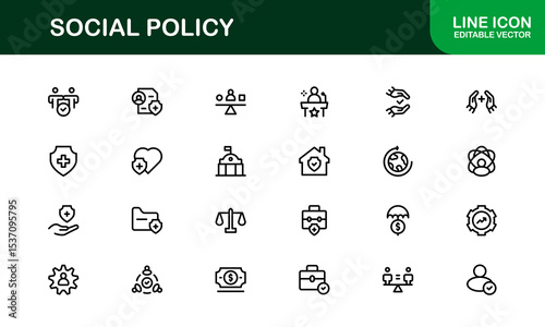 Premium Social Policy Icon Set - High-Quality Graphics for Community, Inclusion, and Advocacy-Themed Projects outline style