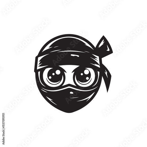 cartoon ninja eye logo, editable vector image