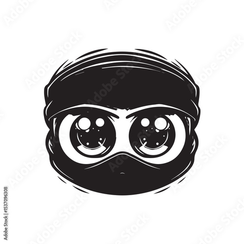 cartoon ninja eye logo, editable vector image