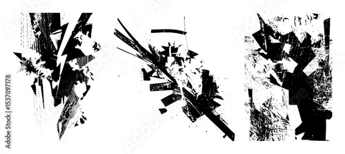 Vector Abstract black elements create a dynamic fragmented composition.