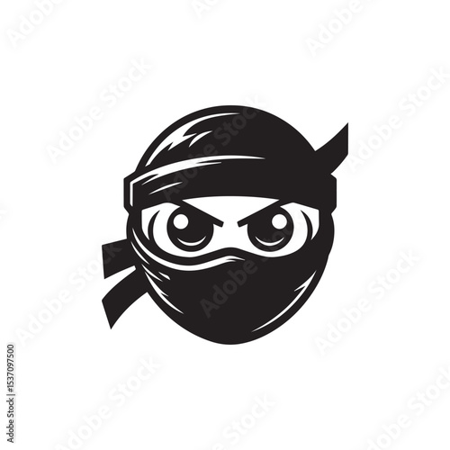 cartoon ninja eye logo, editable vector image