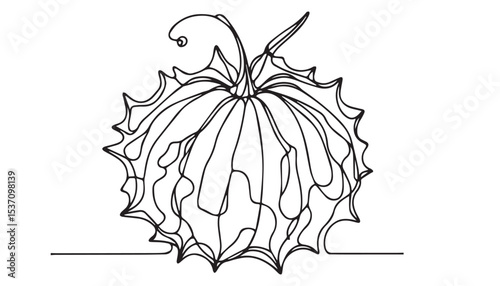 Continuous one single minimal line drawing vegetable 