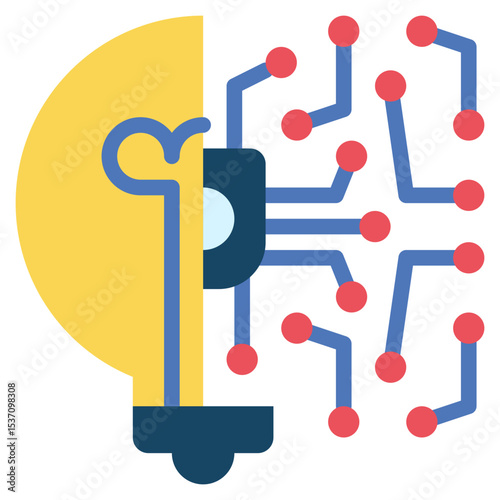 bulb light think chip processing ai flat style icon