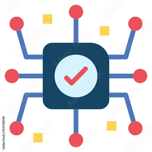 ethical ai check chip processing flat style icon