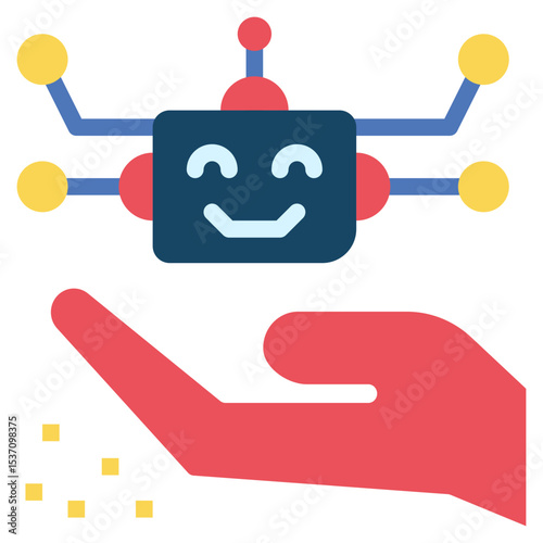 hand support robot responsible ai flat style icon