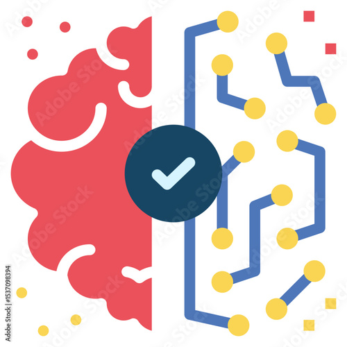 human brain processing ethical ai flat style icon