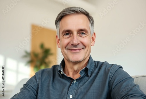 Professional-looking portrait of a middle-aged man with a sincere expression