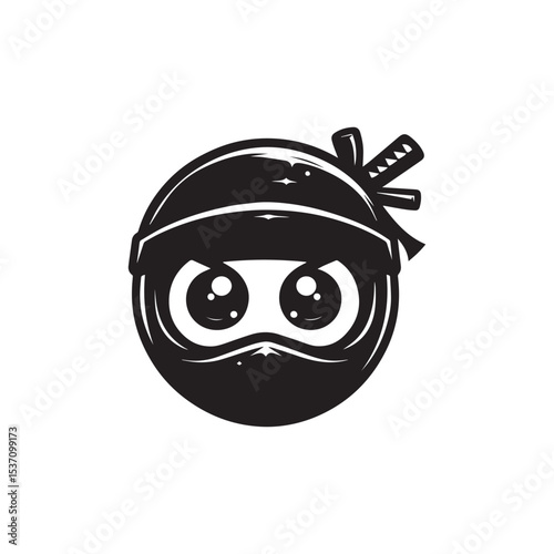 cartoon ninja eye logo, editable vector image