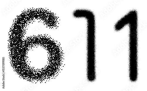 Vector Digit Six and Double One Typography with Textured Effect