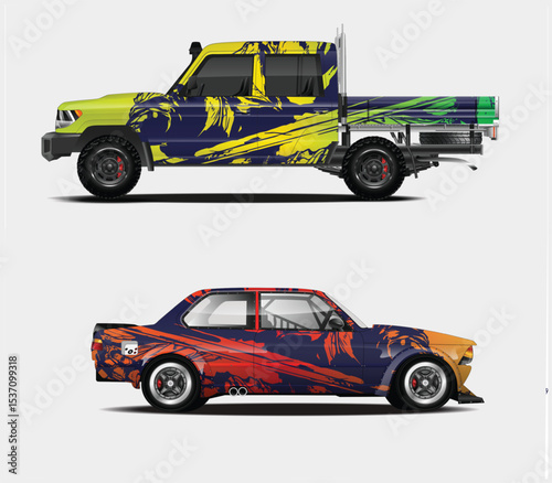 Abstract Design Car and Truck Wraps for Racing