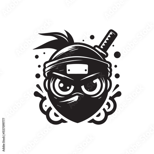 cartoon ninja eye logo, editable vector image