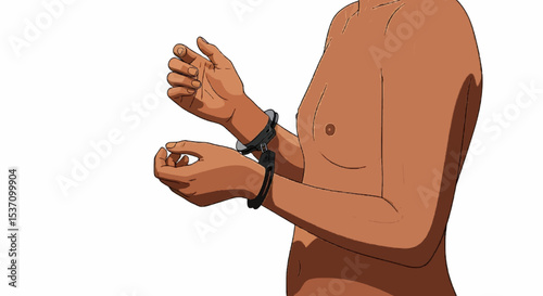 hand with handcuffing