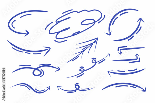 Pen handwritten arrow set vector illustration