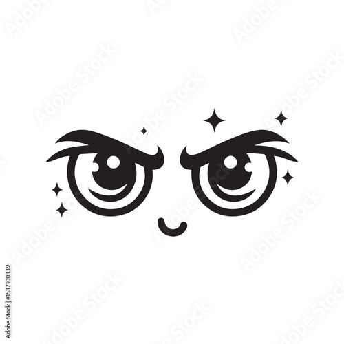 cartoon ninja eye logo, editable vector image