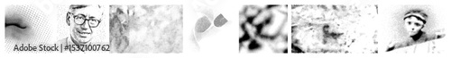 Vector Fragmented portraits of people with halftone texture.