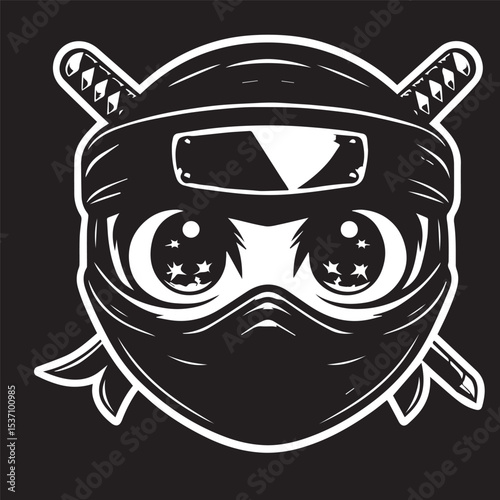 cartoon ninja eye logo, editable vector image
