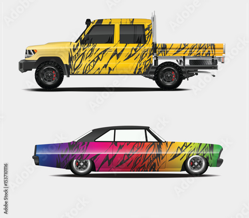 Custom Car Wraps Designs for Truck and Muscle Car