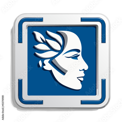 Face recognition icon with scanning frame stock vector