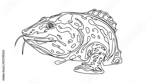 Continuous one single minimal line drawing Electric eel