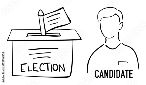 Vector Election ballot box and candidate portrait .
