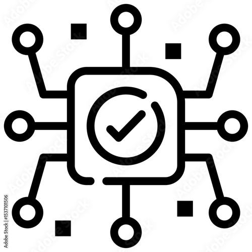 ethical ai check chip processing simple line icon