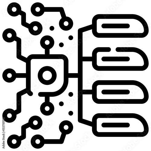 explainable ai chip proecssing flowchart algorythm simple line icon