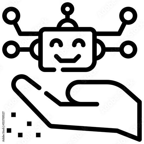 hand support robot responsible ai simple line icon