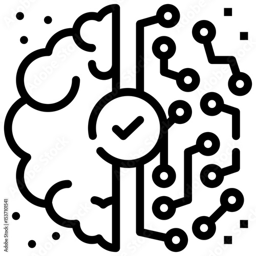 human brain processing ethical ai simple line icon