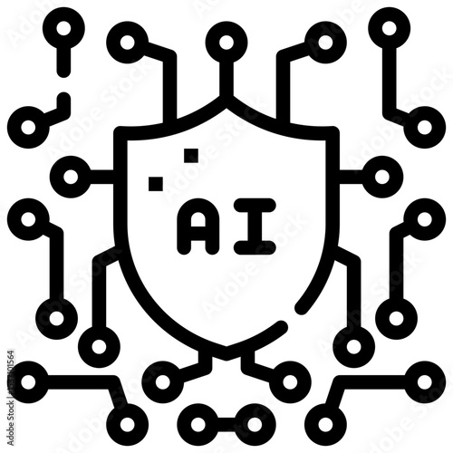protection data shield security privacy ai simple line icon