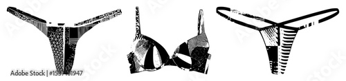 Vector Intricate lingerie illustrations showcase detailed undergarment designs.