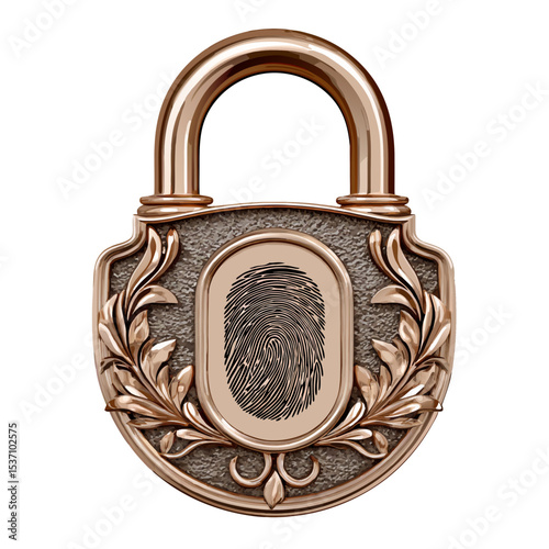 Fingerprint scanner on padlock icon stock vector