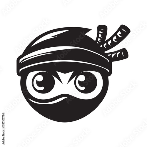 cartoon ninja eye logo, editable vector image