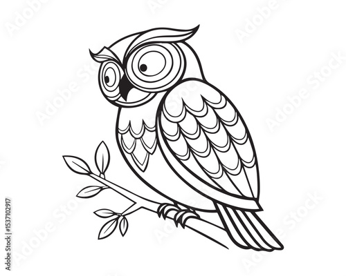 Detailed vector illustration of a majestic owl in profile, isolated on transparent background, featuring sharp eyes, intricate feather details, and elegant wing posture — perfect for wildlife, nature