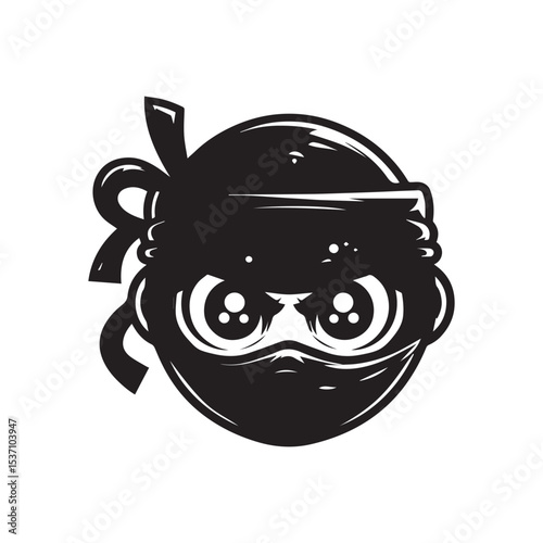 cartoon ninja eye logo, editable vector image