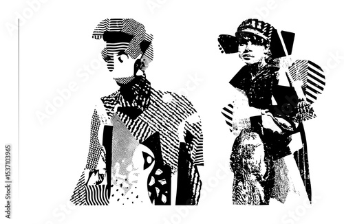 Vector Elegant women in patterned attire a striking vector .