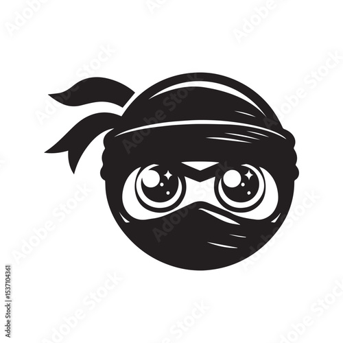 cartoon ninja eye logo, editable vector image