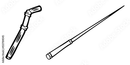 Vector Hockey sticks featuring a curved and straight .
